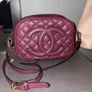 Quilted Burgundy Crossbody Bag